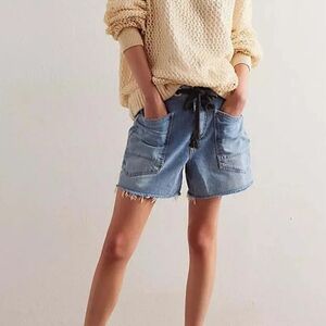 NWT UNLABELED Demim Lace Up Shorts